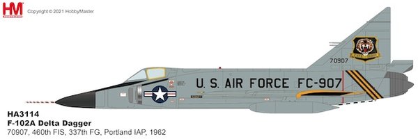 F102A Delta Dagger, USAF, 460th FIS Cave Tigrim 337th FG Portland Air National Guard Base 1962